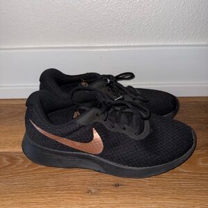 Nike Women's Black and Rose Gold Sneakers